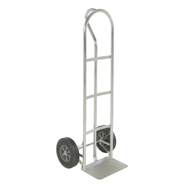Galvanized Steel P-Handle Truck with Hard Rubber Wheels, 500 Lb. Capacity, Gray